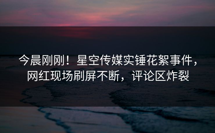 今晨刚刚！星空传媒实锤花絮事件，网红现场刷屏不断，评论区炸裂
