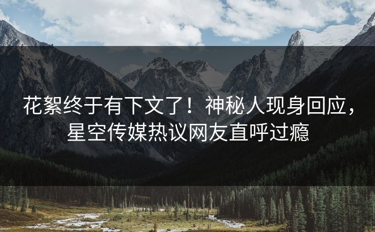 花絮终于有下文了！神秘人现身回应，星空传媒热议网友直呼过瘾