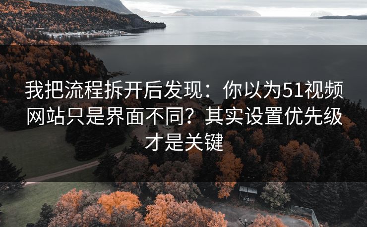 我把流程拆开后发现：你以为51视频网站只是界面不同？其实设置优先级才是关键