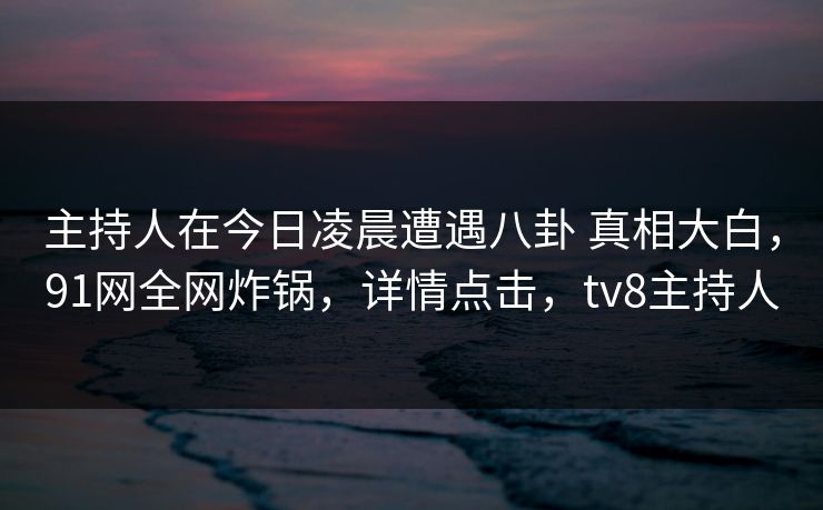主持人在今日凌晨遭遇八卦 真相大白，91网全网炸锅，详情点击，tv8主持人
