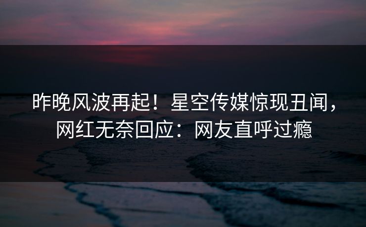 昨晚风波再起！星空传媒惊现丑闻，网红无奈回应：网友直呼过瘾