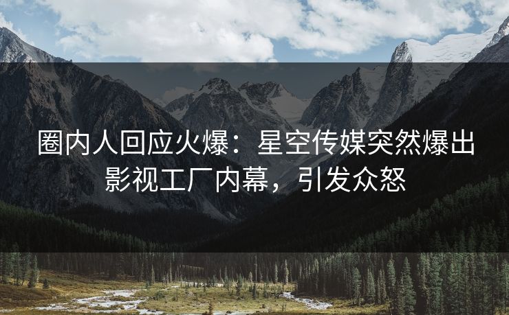 圈内人回应火爆：星空传媒突然爆出影视工厂内幕，引发众怒