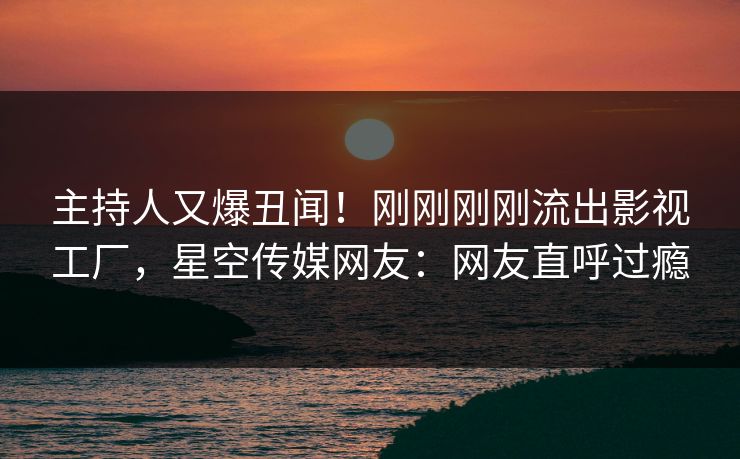 主持人又爆丑闻！刚刚刚刚流出影视工厂，星空传媒网友：网友直呼过瘾