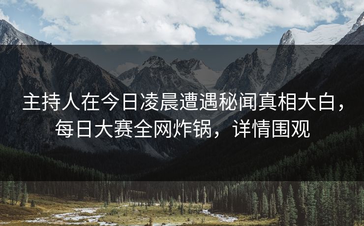 主持人在今日凌晨遭遇秘闻真相大白，每日大赛全网炸锅，详情围观